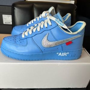 Nike Blue Air Force 1 Sneakers with Silver Swoosh